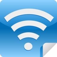 white and blue wifi sign