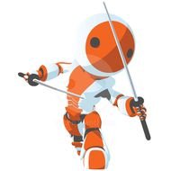 Toon Orange Robot Ninja Front Pose Stock Image