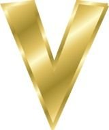 V, Alphabet Letter with Gold Effect