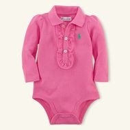 Signature Embroidered Pony Polo Collar Ruffled Three Button Placket