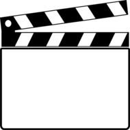 drawn black and white clapperboard on a white background