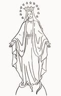 black and white picture of virgin mary for coloring