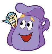 cartoon purple backpack with map