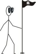 drawing of a man near the flag in the dark