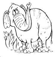 Black And White funny cartoon Elephant