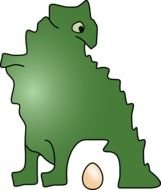 cartoon green Dinosaur looking at Egg