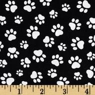 Black Paw Print Fabric