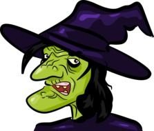 painted witch head in a hat