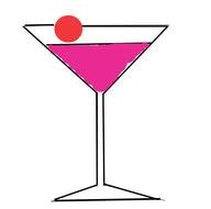painted pink cocktail with red cherry