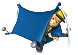 cartoon scout in a tent