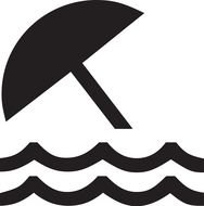 Clip art of umbrella and Waves