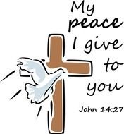 Cross With Dove text drawing