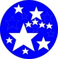 white stars on a blue ball as a graphic illustration