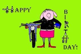 Happy Birthday Motorcycle Clip Art N2