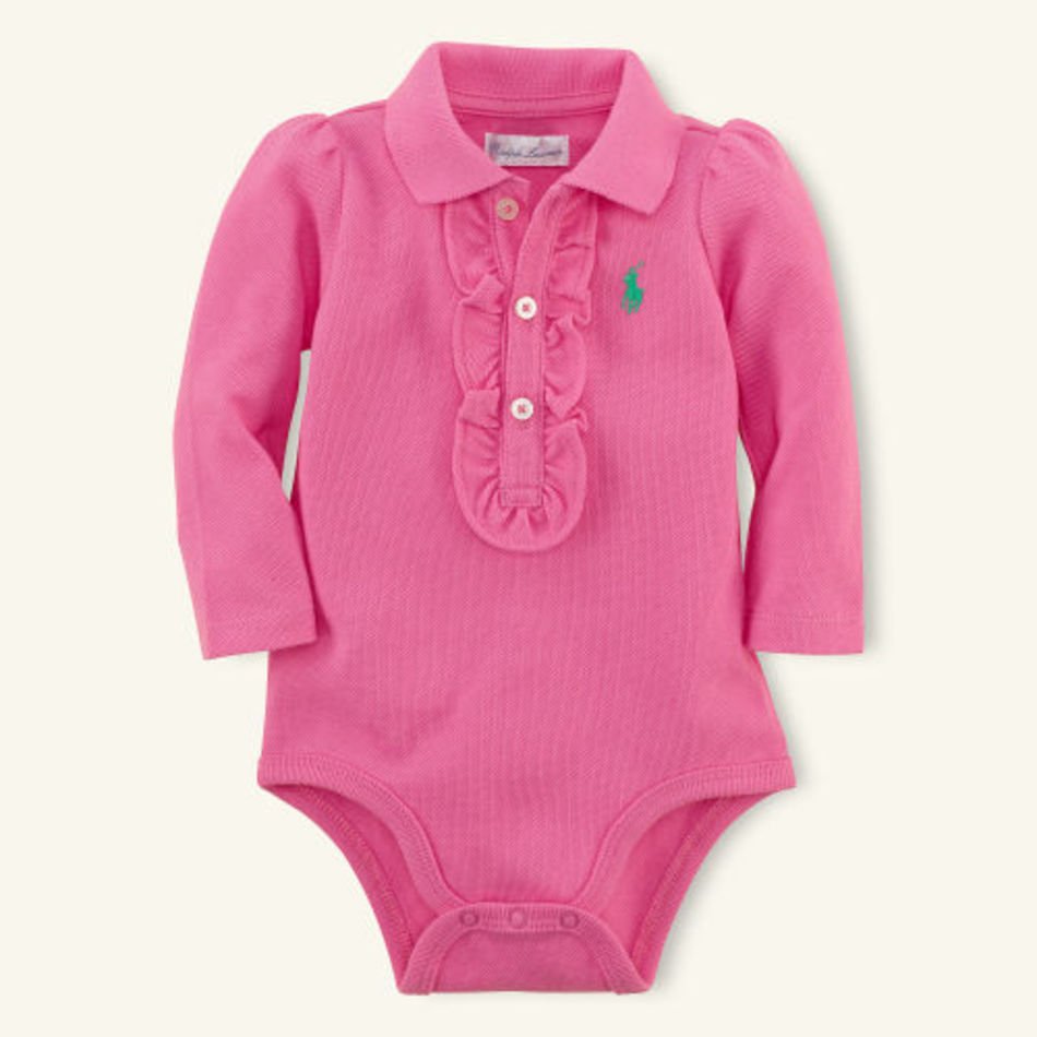 Signature Embroidered Pony Polo Collar Ruffled Three Button Placket