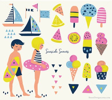 Ice Cream Popsicle Clipart Clip Art Beach Sundae Seaside Ocean