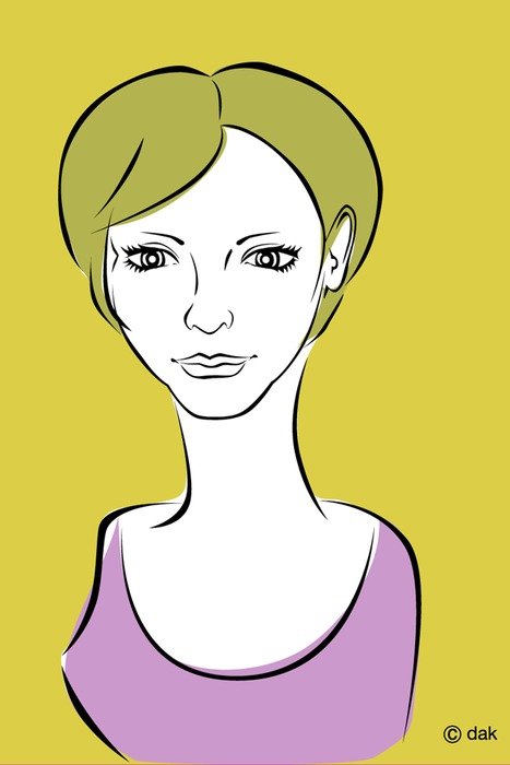 drawing of a portrait of a woman on a yellow background