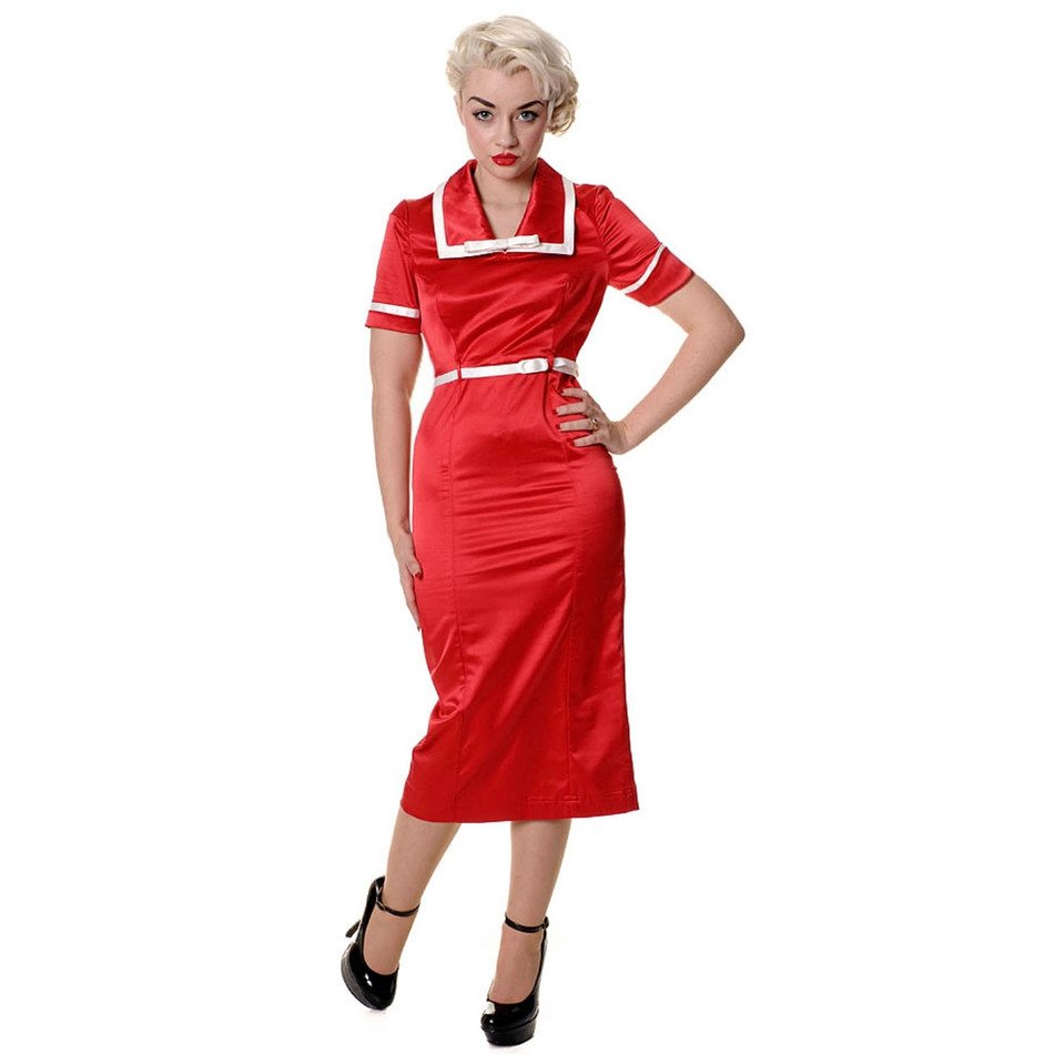 woman in a red vintage dress as a picture for a clip art