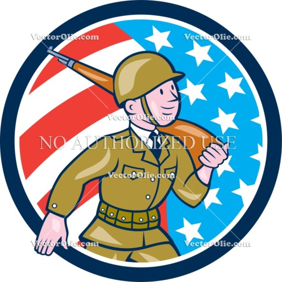 World War Two American Soldier Cartoon