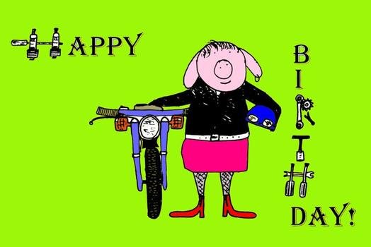 Happy Birthday Motorcycle Clip Art N2