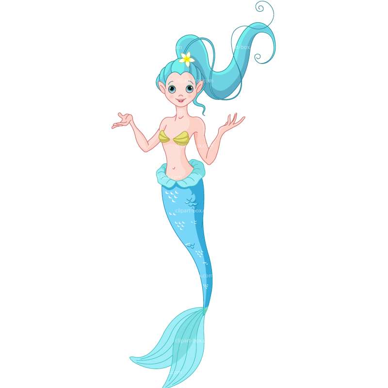 Cute blue haired Mermaid, Clip Art free image download