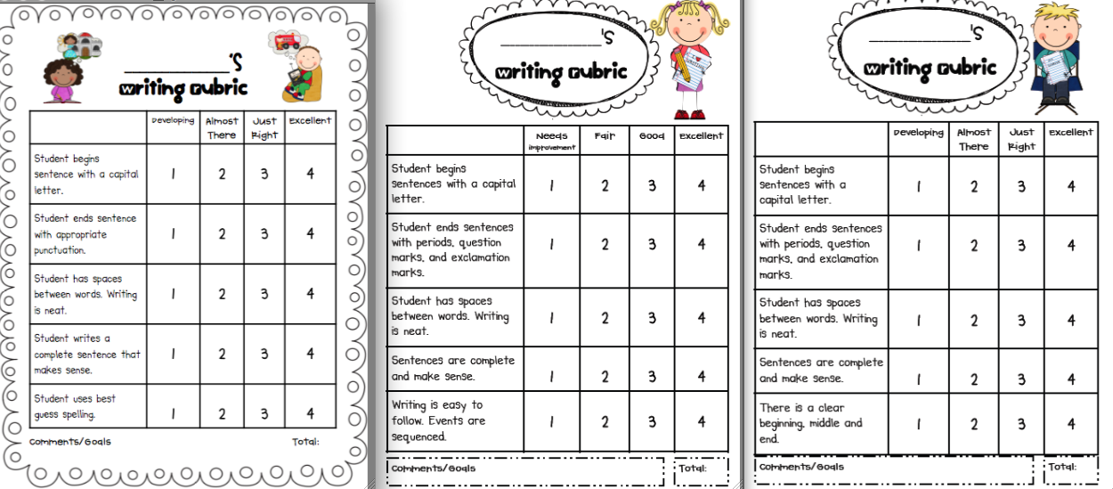 writing rubric 2nd grade writing rubric 2nd grade