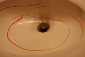 red lines on dirty sink