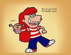 cartoon mom with a child as a picture for clipart