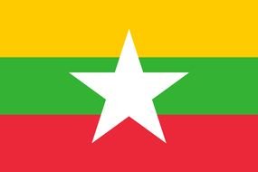 Burma, colorful National Flag, drawing