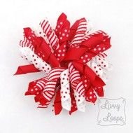 Large Bow Hair Clips red white