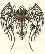 Cross With Angel Wings drawing