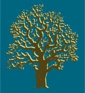 Brown oak tree on the blue background clipart