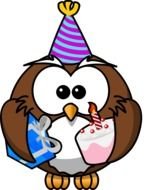 painted owl in a festive cap