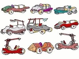 collage of Flintstone family car