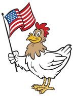 Cartoon Chicken with flag drawing