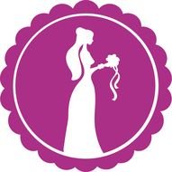 silhouette of a bride on a purple logo