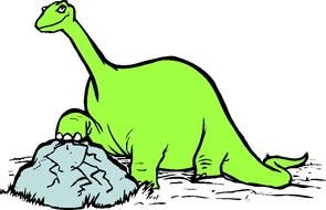 Cartoon dinosaur with the stone clipart
