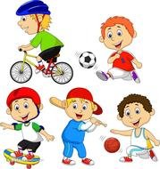 boy in different sports as pictures