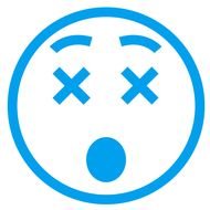 round face, icon with blue outline