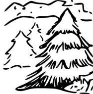 landscape with fir trees as a graphic illustration