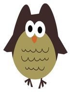 brown cartoon owl with oval eyes