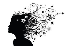 Curly Hair Silhouettes Clip Art drawing
