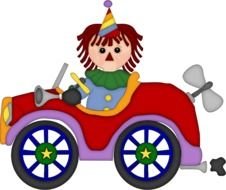 clown on a car as a cartoon character