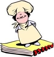 Cartoon smiling cook on the recipes clipart