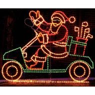 santa riding Animated Golf Cart, christmas illumination