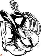 Cowboy Hat And Boots Drawing N2