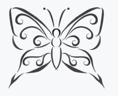 Black and white drawing of the butterfly tattoo clipart