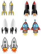 Different colorful rockets clipart