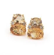 Large Yellow Gold Gum Drop Earrings With Champagne Quartz And Citrine