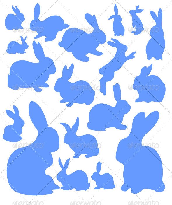 Bunny Silhouette Clip Art Navy Blue